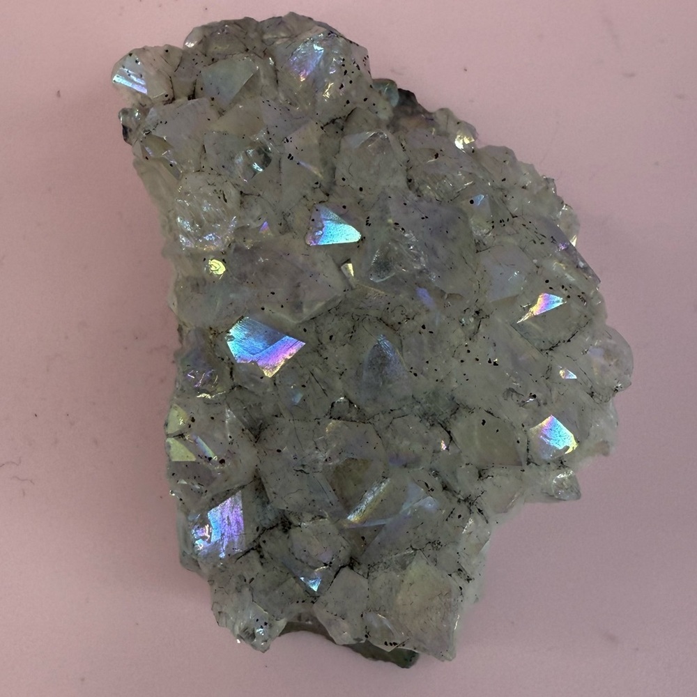 Aura angel quartz rock crystal geode Iridescent Crystal Cluster